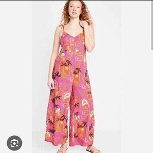 Petite Wide Leg Jumpsuit with Tie Straps